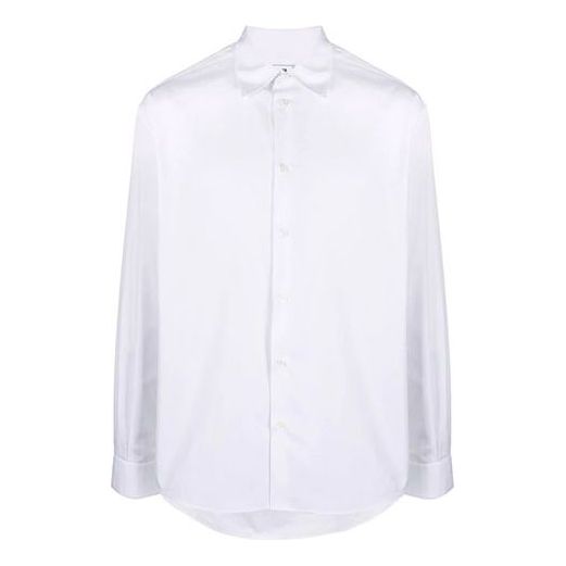 Off-White Logo Solid Color lapel Long Sleeves Shirt Version White OMGA194F21FAB00401100110