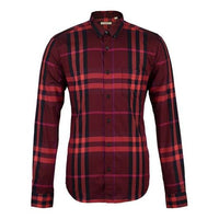 Men's Burberry Plaid Long Sleeves Shirt Red 39297431