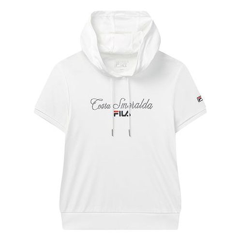 (WMNS) FILA Drawstring hooded Short Sleeve White F11W028173F-WT