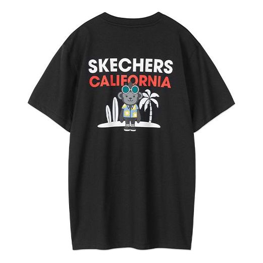 Skechers Knit Printing Short Sleeve Couple Style Black L220U067-002K