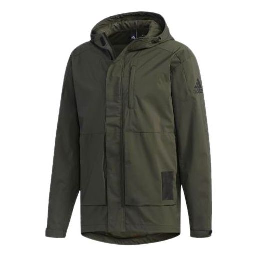 adidas Windproof Breathable Sports Hooded Jacket Brown EH3744