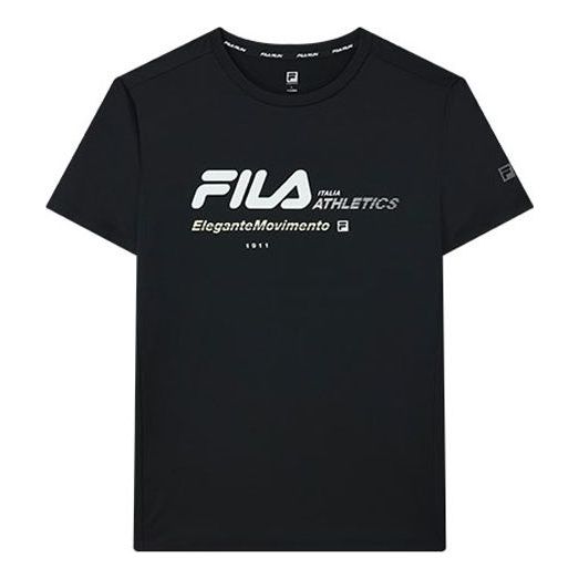 FILA Logo Printing Elastic Sports Short Sleeve Black A11M122102F-BK
