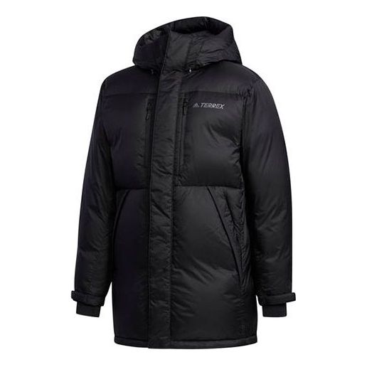 adidas Terrex Xplr Um Dwn Par Outdoor Windproof Stay Warm hooded down Jacket Black FJ9243