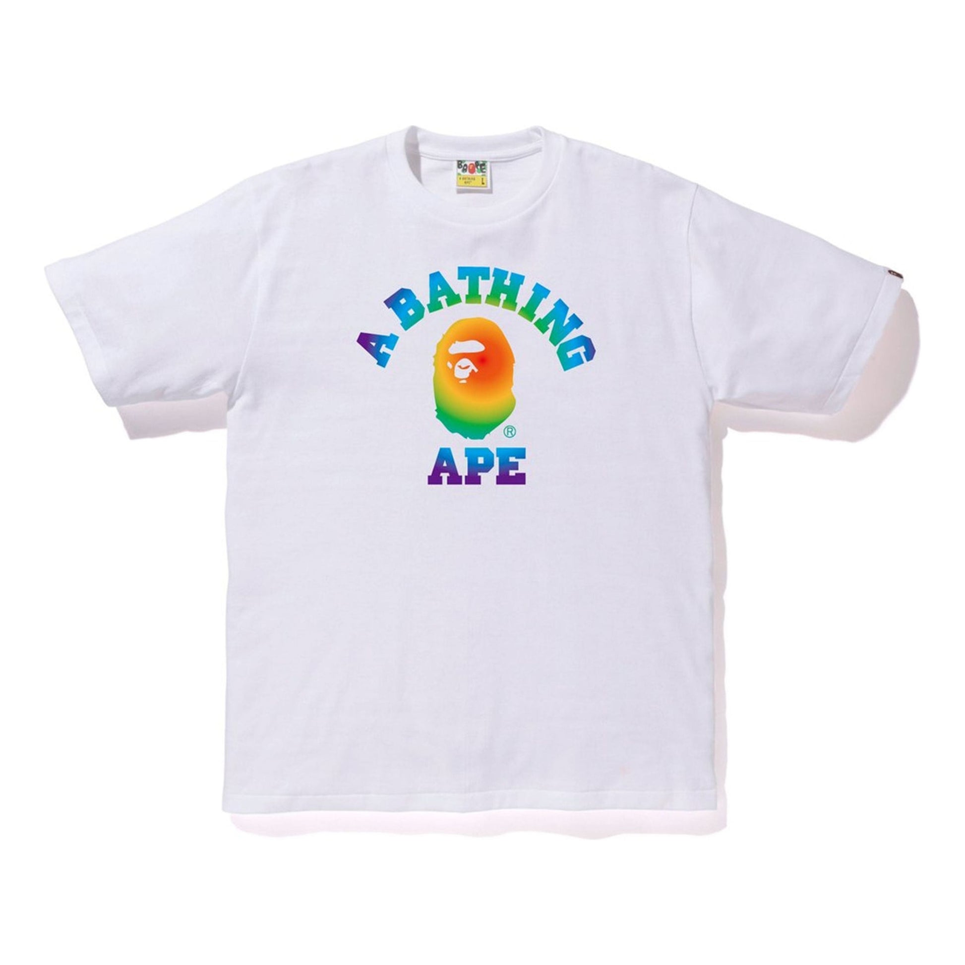 BAPE Rainbow College Tee White Alphabet Ape Head Short Sleeve BAPE-SS18-052