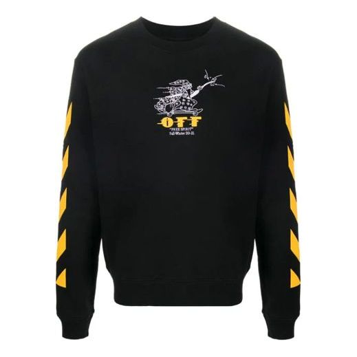 Off-White Embroidered Stripe Logo Pullover Black OMBA025F20FLE0101018
