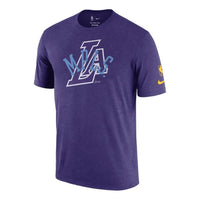 Men's Nike NBA Los Angeles Lakers Alphabet Logo Printing Loose Casual Round Neck Short Sleeve Court Purple T-Shirt DA7271-547