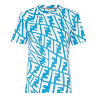 Alphabet Pattern Printing Round Neck Pullover Short Sleeve Blue Round Neck Short Sleeve T-Shirt FS7254AGT2F1AXZ