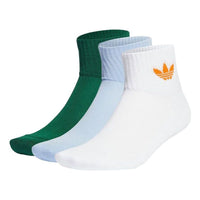 adidas Mid Ankle Socks 3-Pairs 'White Blue Green' HY1005