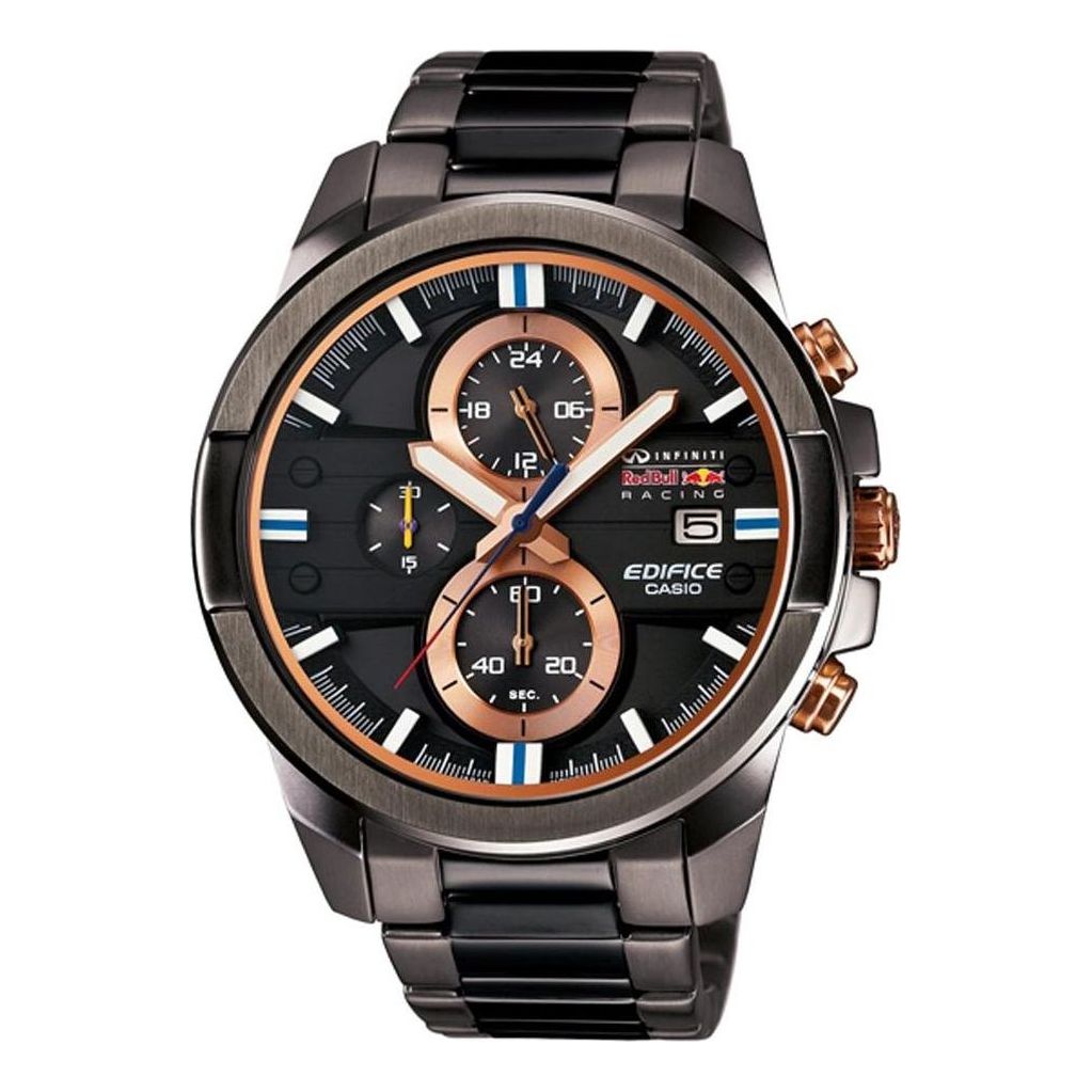 Men's CASIO EDIFICE Stylish Waterproof Quartz Movement Stainless Steel Strap Watch 54.5*46.6*12.8mm Black Mens EFR-543RBM-1A