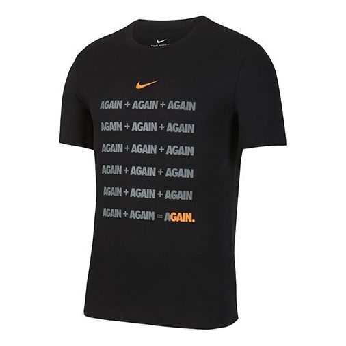 Nike Alphabet Printing Round Neck Short Sleeve Sports Training Black CT6467-010