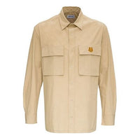 Men's KENZO SS21 Small Tiger Head Pocket Military Long Sleeves Shirt Beige FB55CH5039SA-11