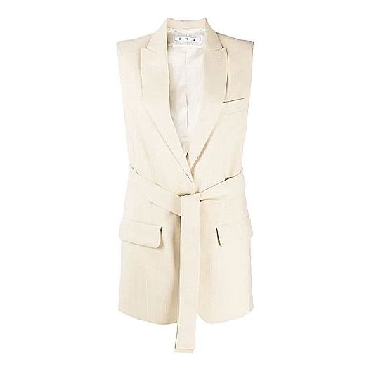 (WMNS) Off-White SS20 Sleeveless Single-breasted Blazer Jacket Buff White OWEF046S20FAB0016100