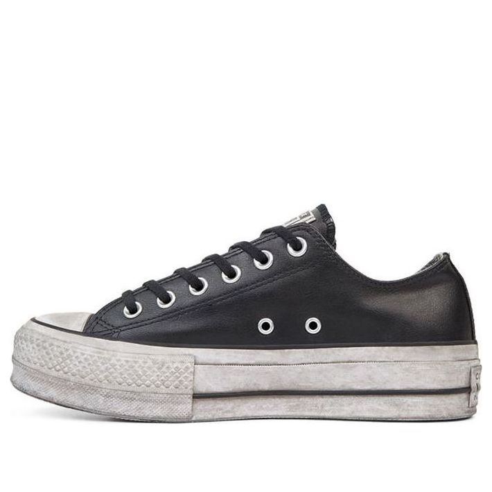 (WMNS) Converse Chuck Taylor All Star Leather Smoke Platform Low Top Retro Black White 562910C