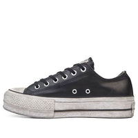 (WMNS) Converse Chuck Taylor All Star Leather Smoke Platform Low Top Retro Black White 562910C