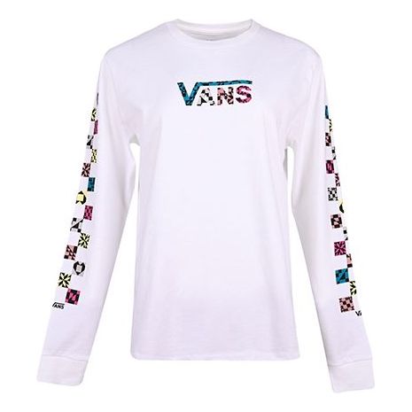 (WMNS) Vans Checkerboard Logo long Sleeve White VN0A4UKPWHT