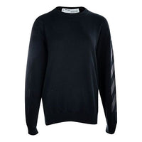 (WMNS) Off-White Casual Fleece Lined Logo Arrow Cotton Pullover Round Neck Black Hoodie OWBA046E19F300961010