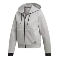 (WMNS) adidas Drawstring Hooded Zipper Jacket Grey DU6571