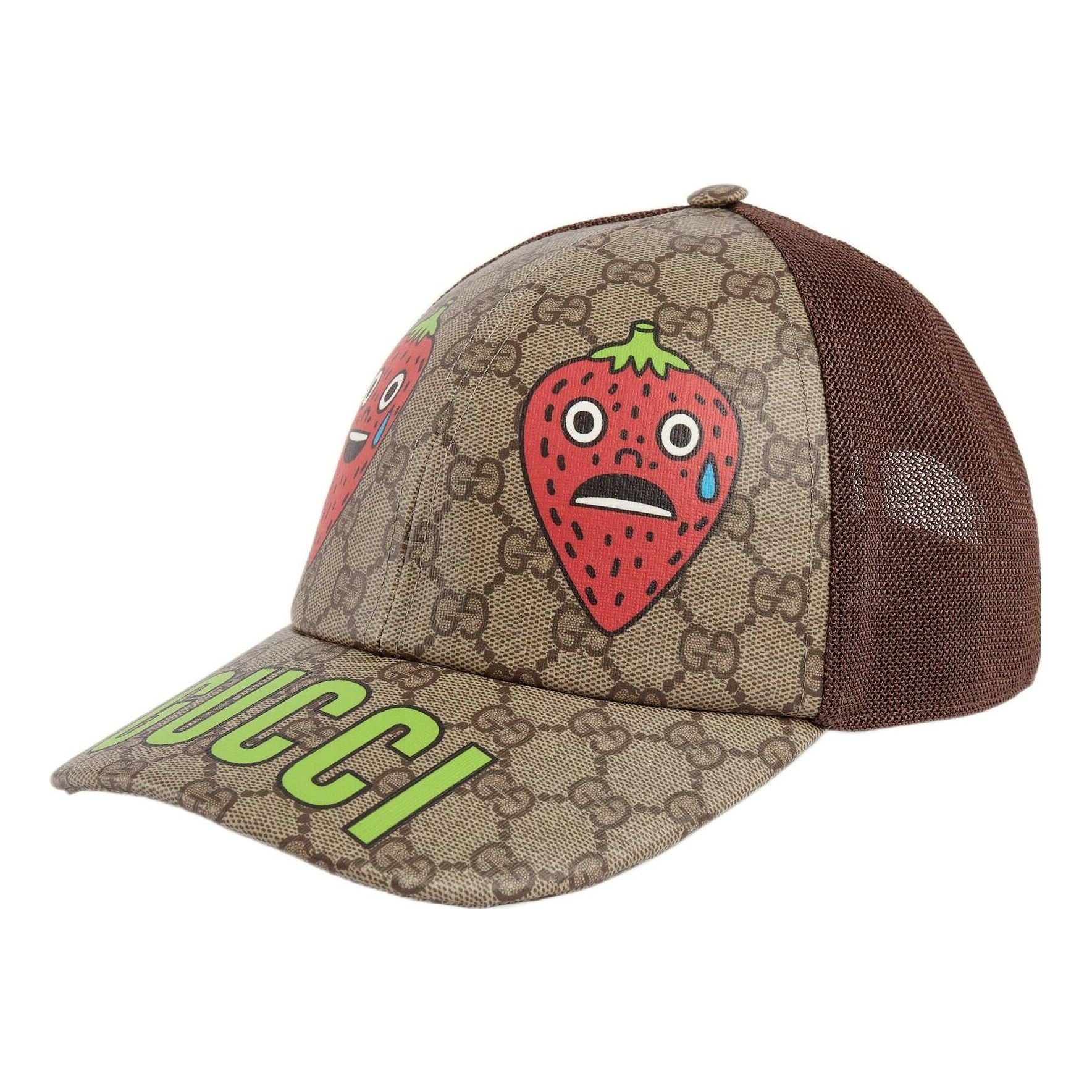 Gucci Strawberry Supreme Baseball Hat 'Beige Ebony' 700665-4HANS-8964