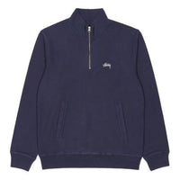 Men's Stussy Casual Alphabet Embroidered Fleece Lined Navy Blue 118329