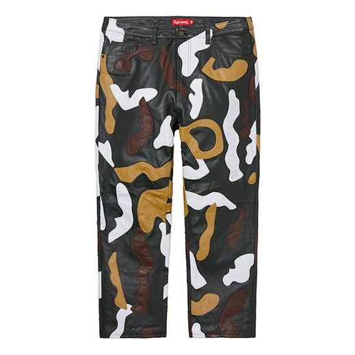 Supreme FW19 Week 12 Camo Leather 5Pocket Pant Green Camo SUP-FW19-1056
