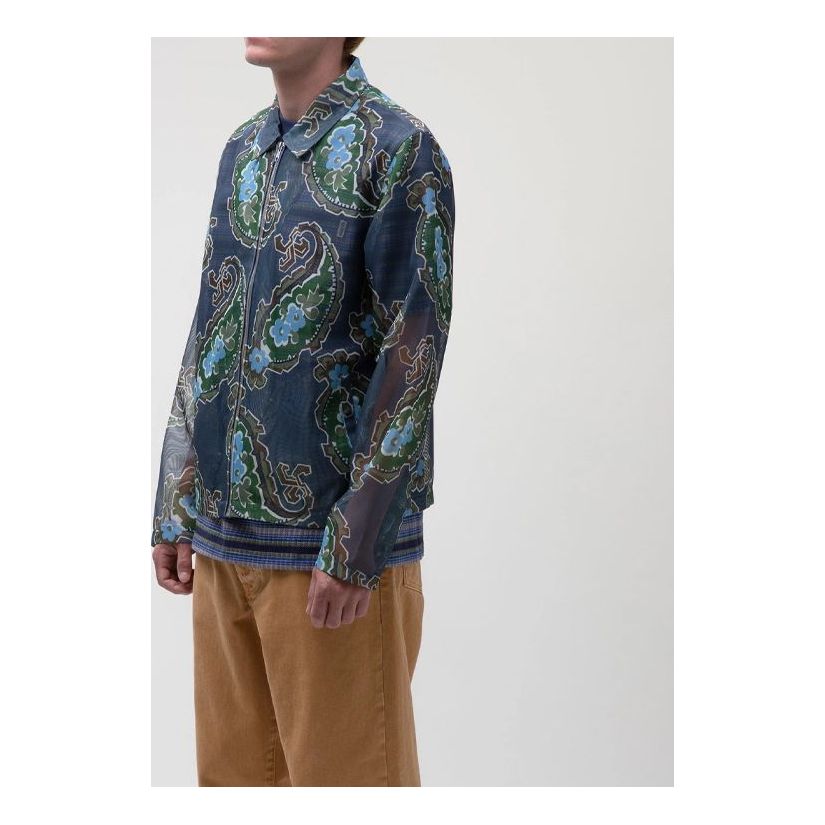 Stussy Mesh Zip Jacket Pattern Zipper Unisex Blue 115516