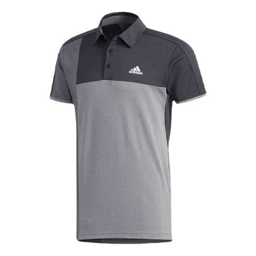adidas Logo Printing Colorblock Sports Short Sleeve Polo Shirt Gray DV0918