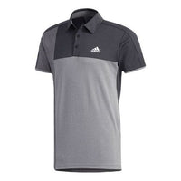 adidas Logo Printing Colorblock Sports Short Sleeve Polo Shirt Gray DV0918