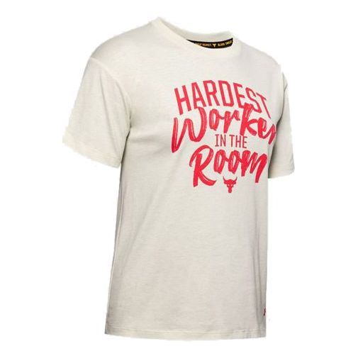 (WMNS) Under Armour Project Rock Training Sports Short Sleeve White 1355681-110