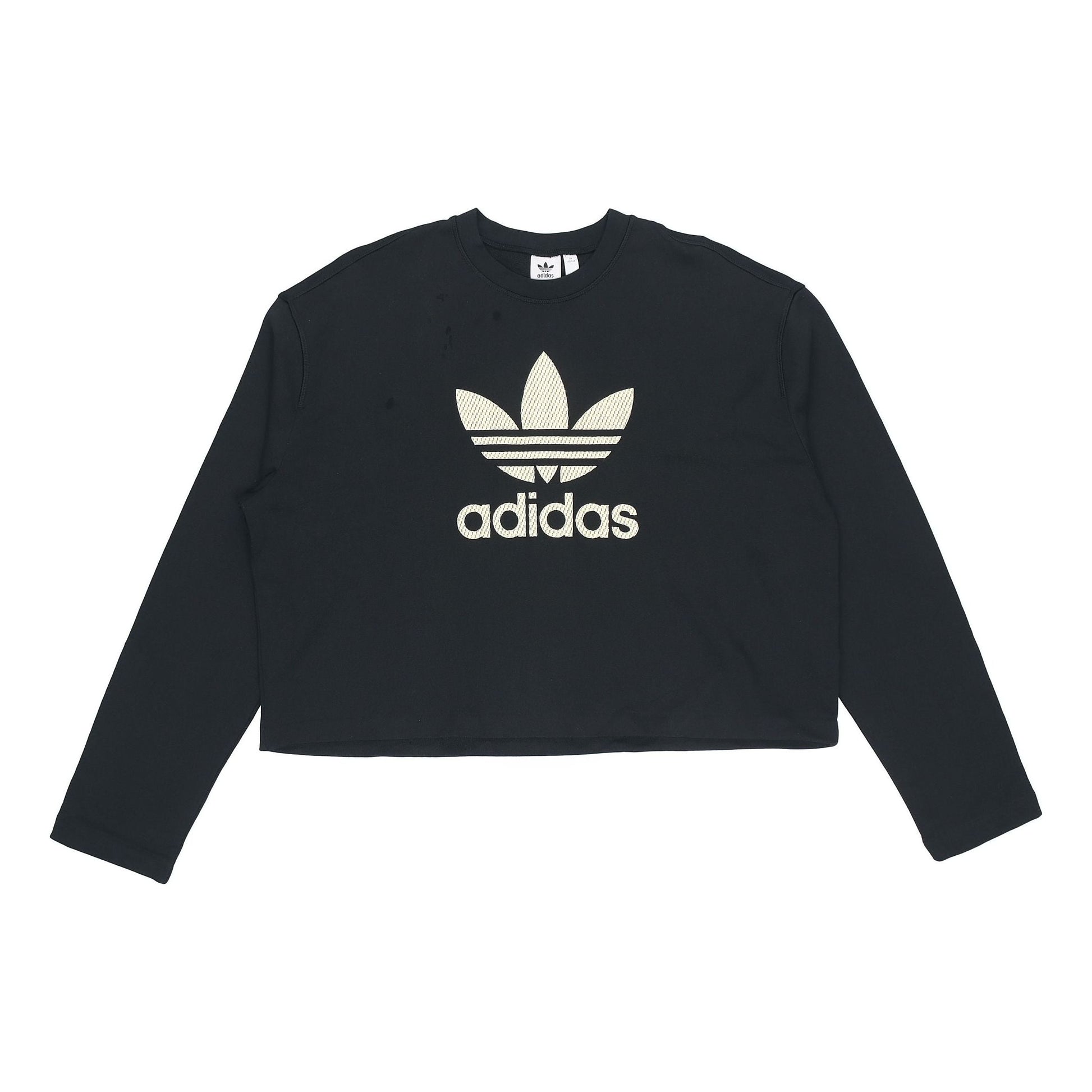 (WMNS) adidas Premium Logo Crew Sweatshirt 'Black' FM2623