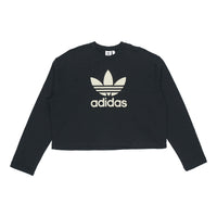 (WMNS) adidas Premium Logo Crew Sweatshirt 'Black' FM2623