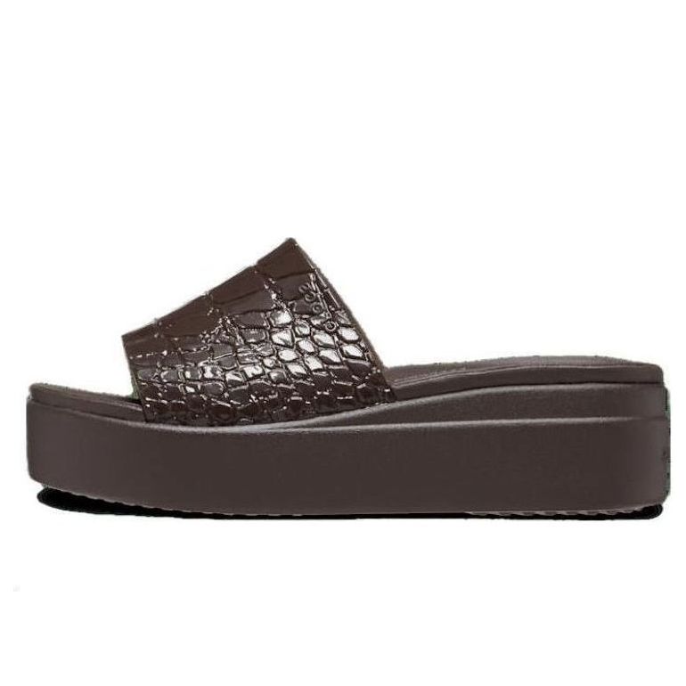 (WMNS) Crocs Brooklyn Croco Shine Slide Sandals 'Espresso' 209253-206