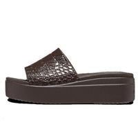 (WMNS) Crocs Brooklyn Croco Shine Slide Sandals 'Espresso' 209253-206