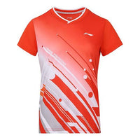 Li-Ning Table Tennis Series Sports tournament Quick Dry V neck Short Sleeve Orange AAYS018-2