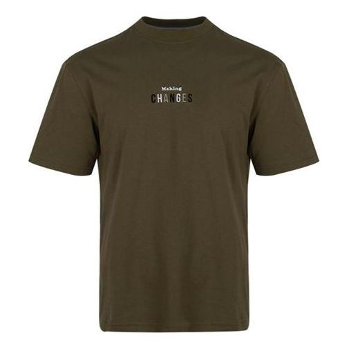 PUMA Alphabet Quick Dry Breathable Short Sleeve T-shirt 'Olive Brown' 597337-49