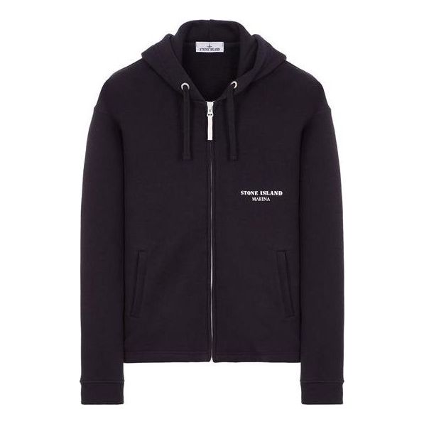 STONE ISLAND Logo Printed Zip-Up Jacket 'Black' 7915652X6-V0020