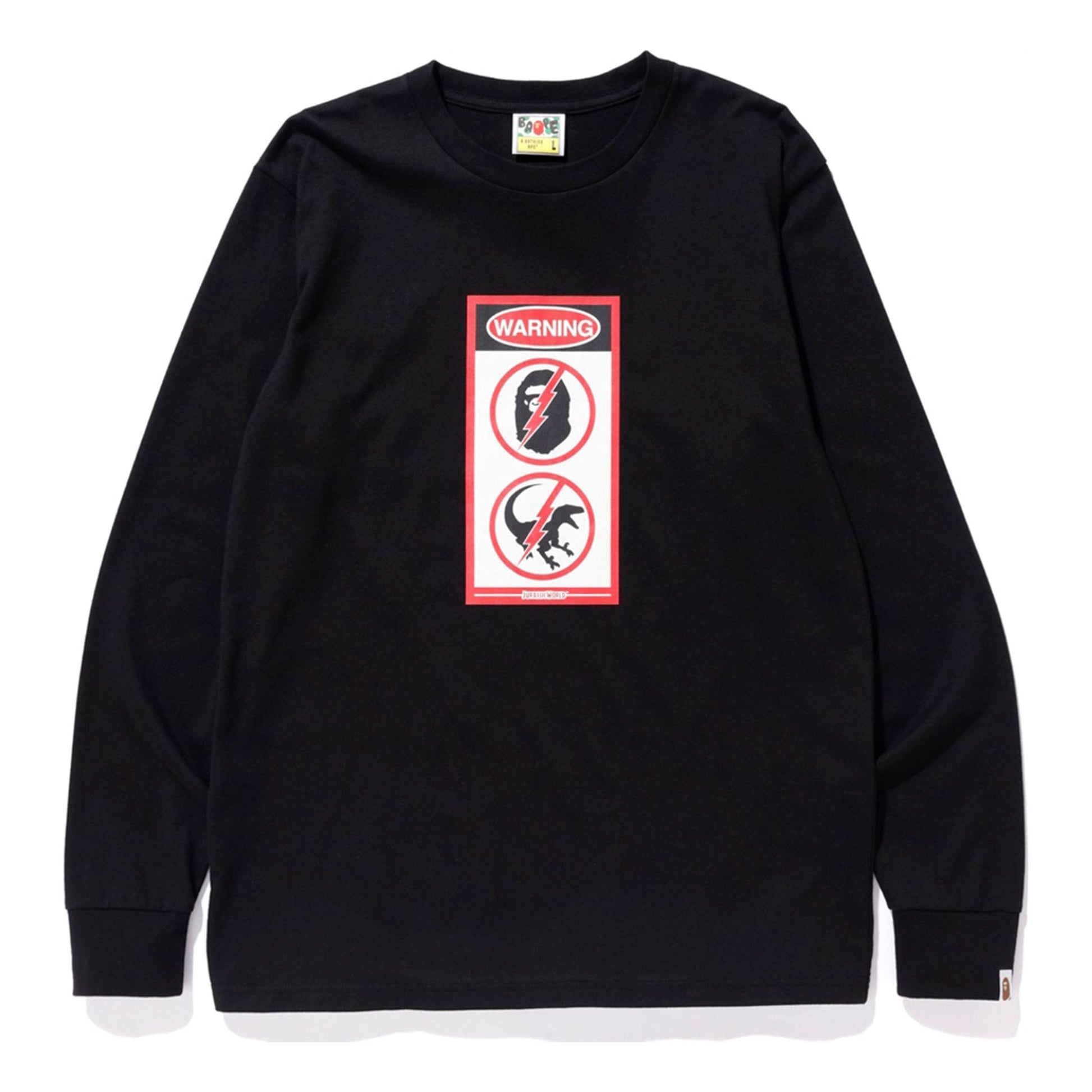 BAPE x Jurassic World Warning Long Sleeve Tee Black BAPE-SS18-073