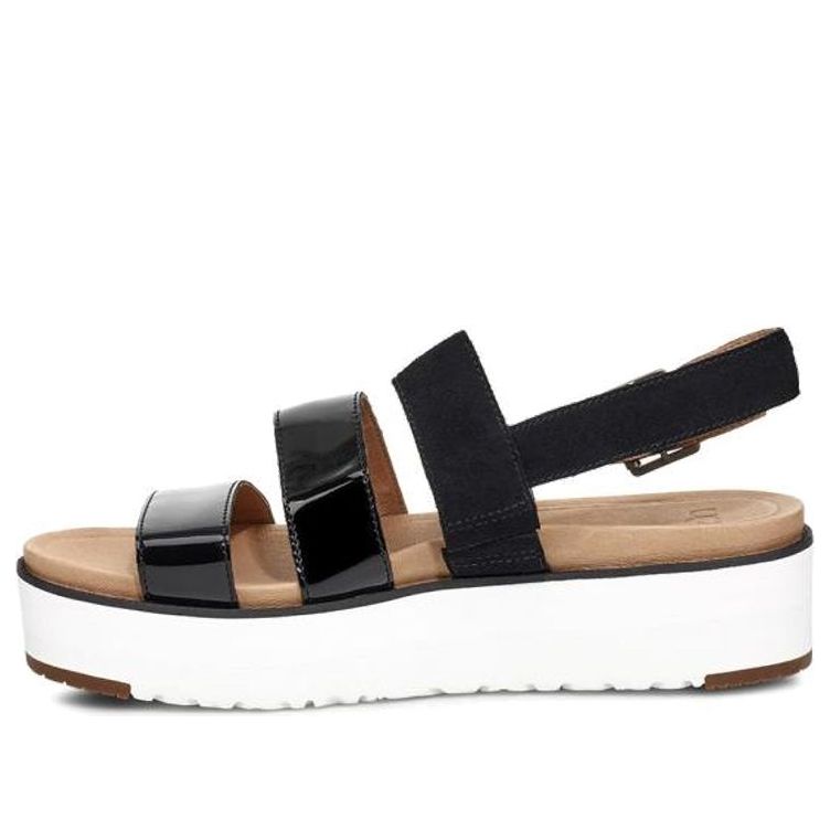 (WMNS) UGG Braelynn Lightweight Thick Sole Sandals Black White 1099808-BLK
