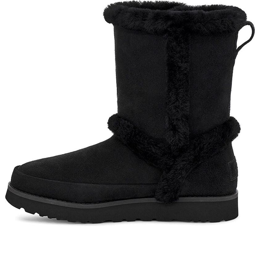 (WMNS) UGG Classic Short Fluff Spill Seam Snow Boots Black 1112500-BLK