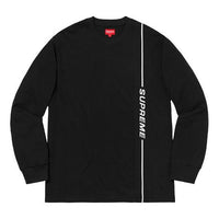 Supreme FW18 Vertical Logo Stripe LS Top Black Logo Tee SUP-FW18-215