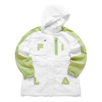 Fila FUSION Casual Sports Logo Pattern hooded Zipper Jacket White T11W123703F-WT