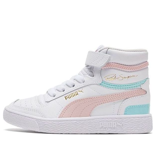 PUMA Ralph Sampson Mid Autumn (Big Kids) Casual Shoes White/Blue/Pink 373811-03