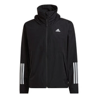 Men's adidas Bsc 3s R.r Jkt Sports Storage Simple Hooded Jacket Black H65773