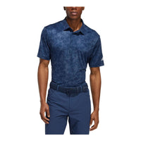 Men's adidas Prisma Prt Polo Abstract Pattern Jacquard Golf Sports Short Sleeve Blue Polo Shirt HK6855