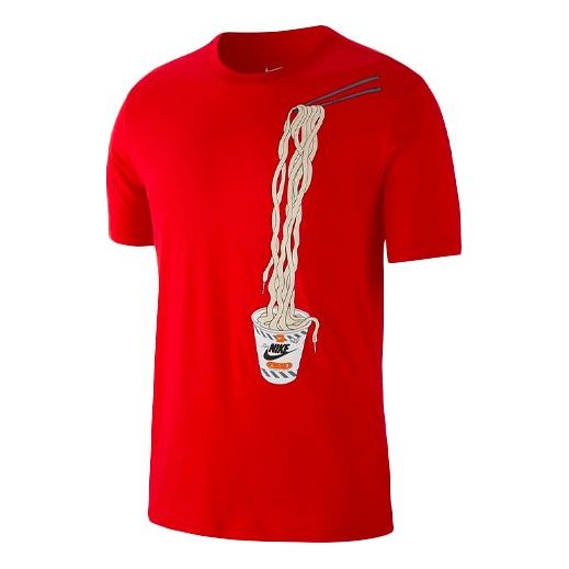 Nike Sportswear Printing Sports Round Neck Knit Short Sleeve Red CI6302-657