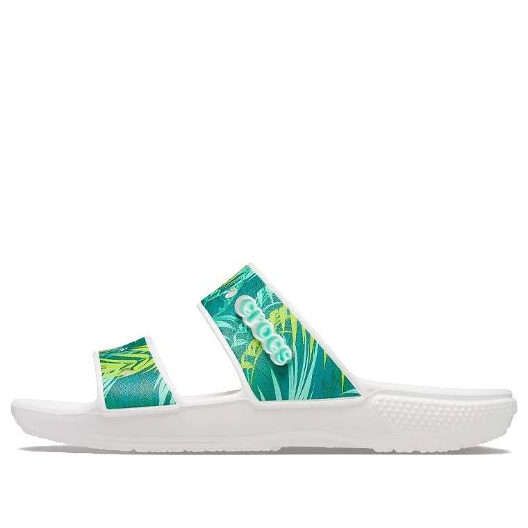 (WMNS) Crocs Classic Tropical Outdoor Flat Heel Sports Slippers White Green 207183-94S