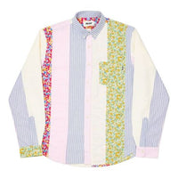 PALACE Floral Stripe Splicing Long Sleeves White Shirt PAL-FW20-122