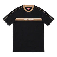 Supreme SS19 Chest Stripe Logo SS Top Black Logo Tee SUP-SS19-425