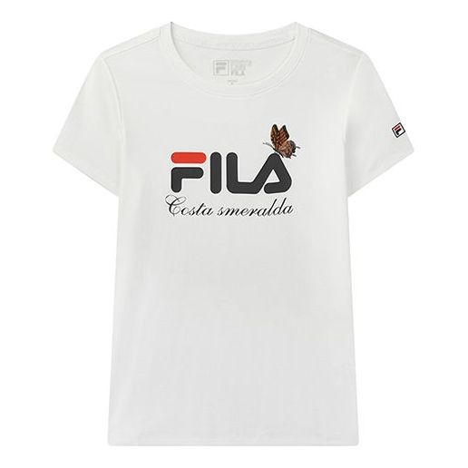 (WMNS) FILA Logo Alphabet Printing Short Sleeve White F11W028115F-WT
