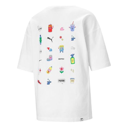 (WMNS) PUMA Downtown Printing Round-neck White 531438-02