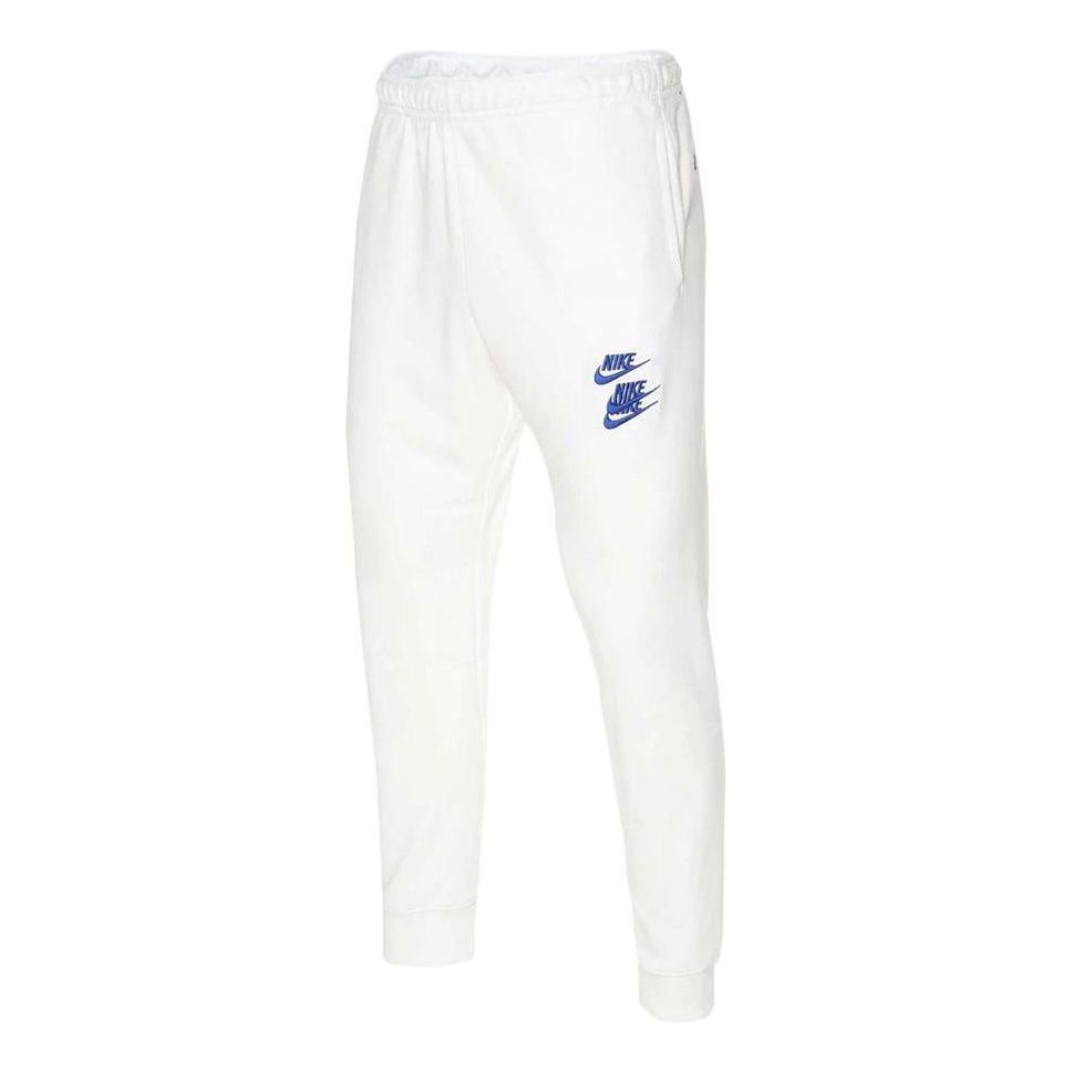 Men's Nike Embroidered Logo Solid Color Lacing Mid Waist Sports Pants/Trousers/Joggers White DD0884-100